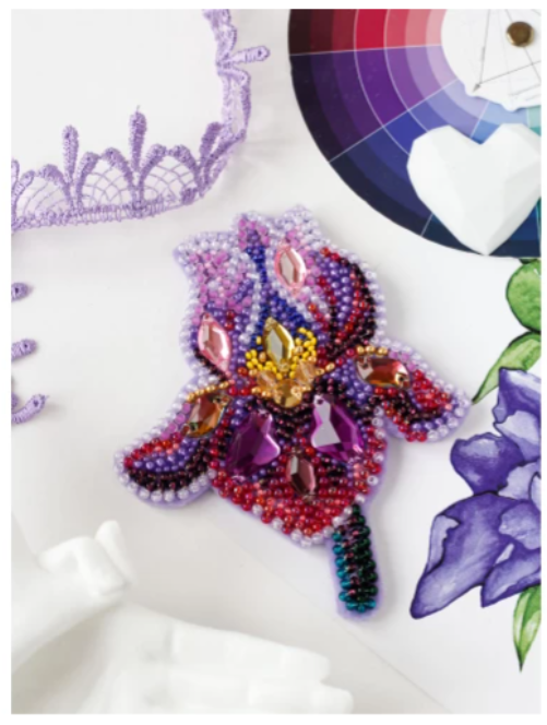 Abris Art. Amethyst Iris Brooch Beading Kit - Abris. Art - 1