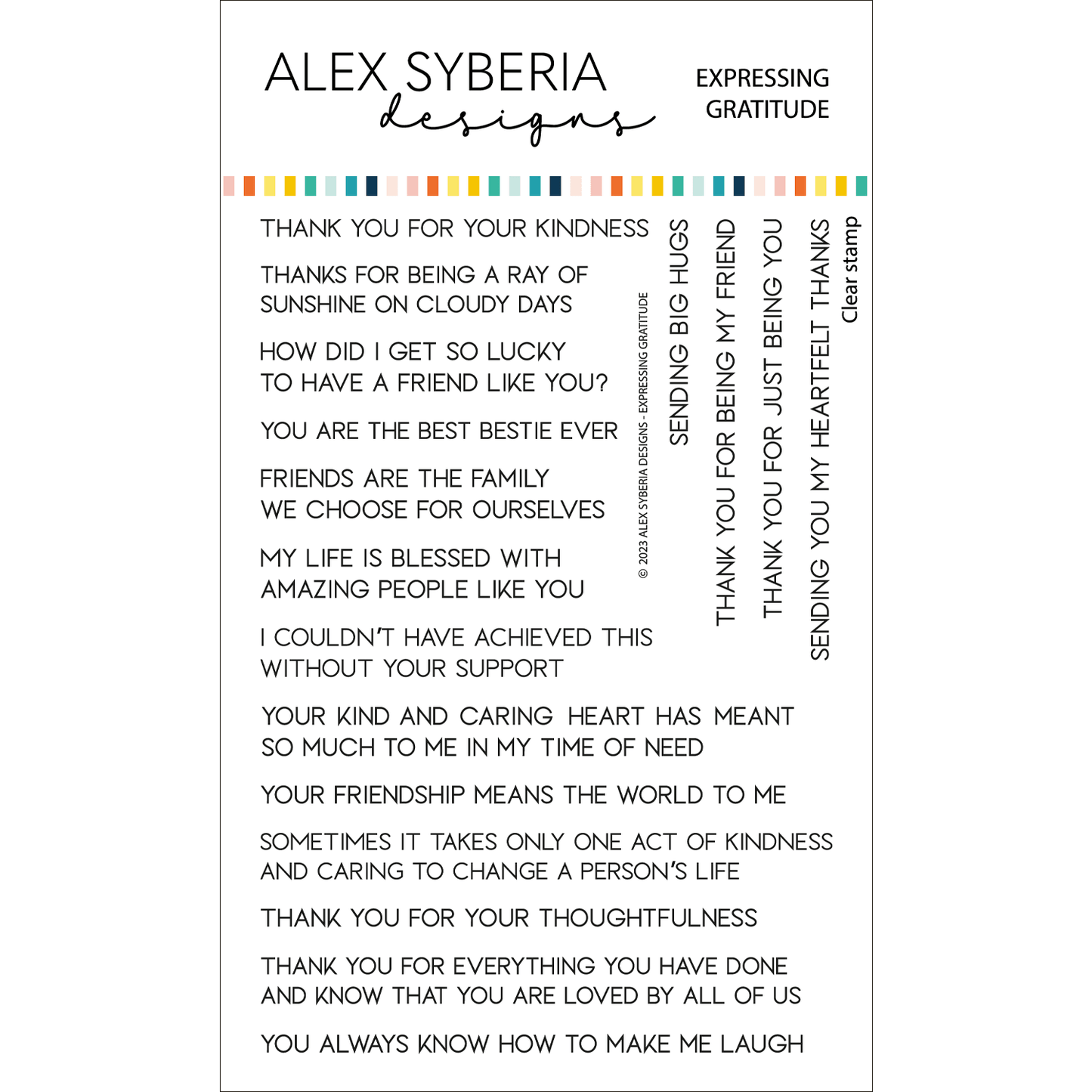 Alex Syberia Designs Expressing Gratitude Sentiments Stamp Set