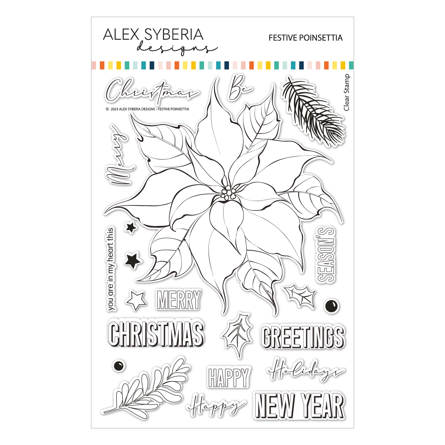 Alex Syberia Designs Festive Poinsettia Stamp Set