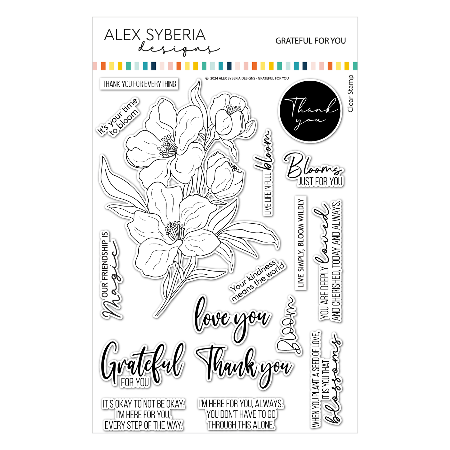 Alex Syberia Designs Grateful for You Stamp Set