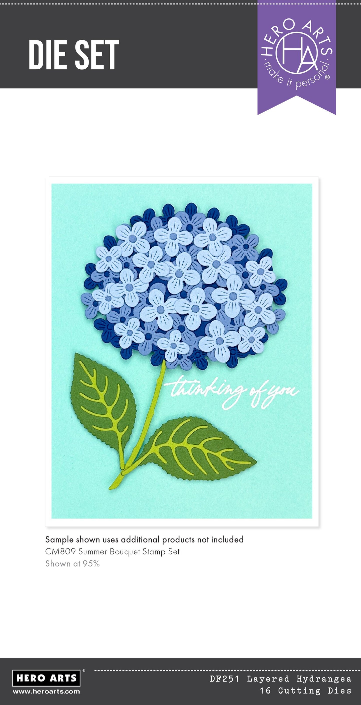 Hero Arts Layered Hydrangea Etched Dies from the Seaside Blooms Collection