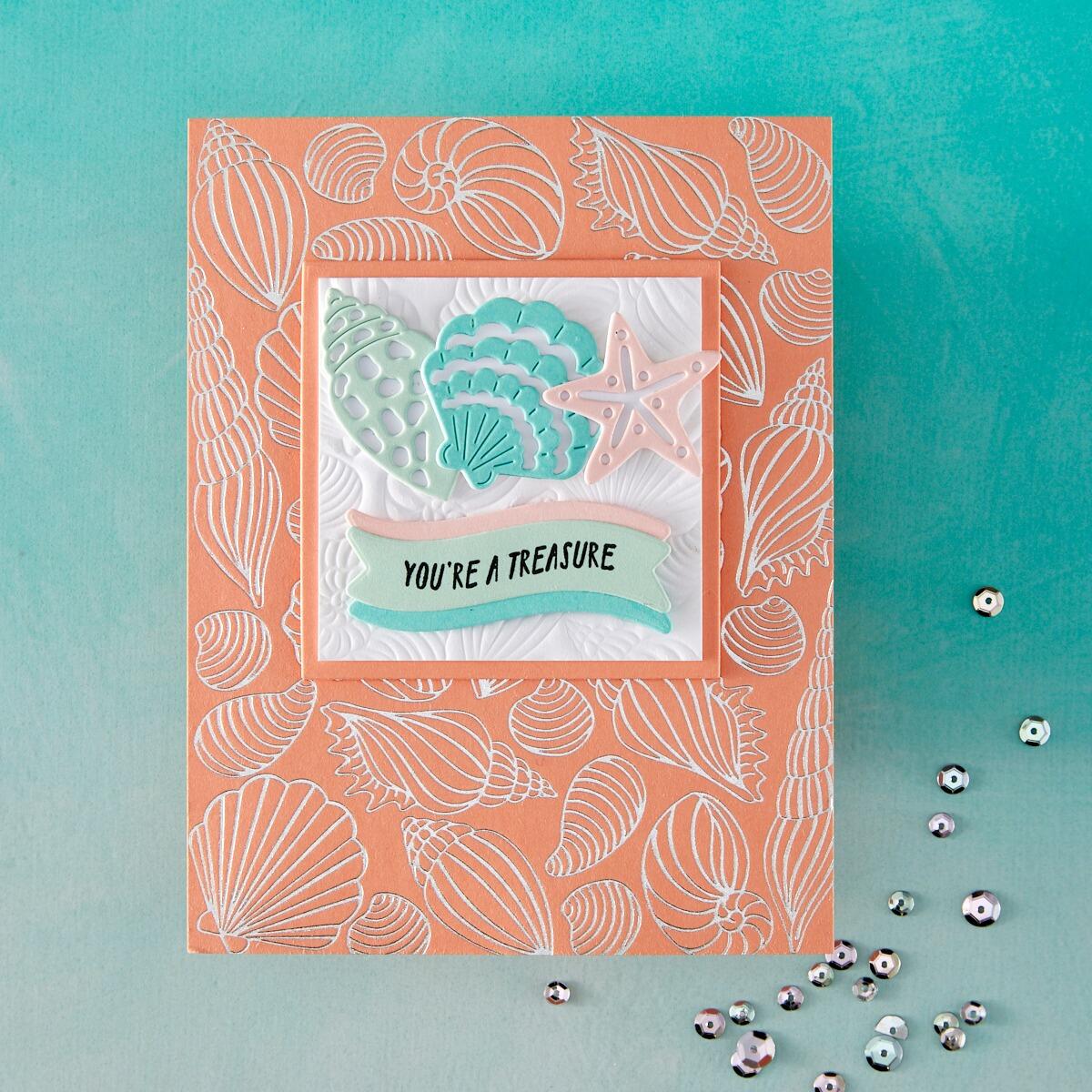 Hero Arts Scattered Shells BetterPress + Foil Plate from the Summer by The Shore Collection
