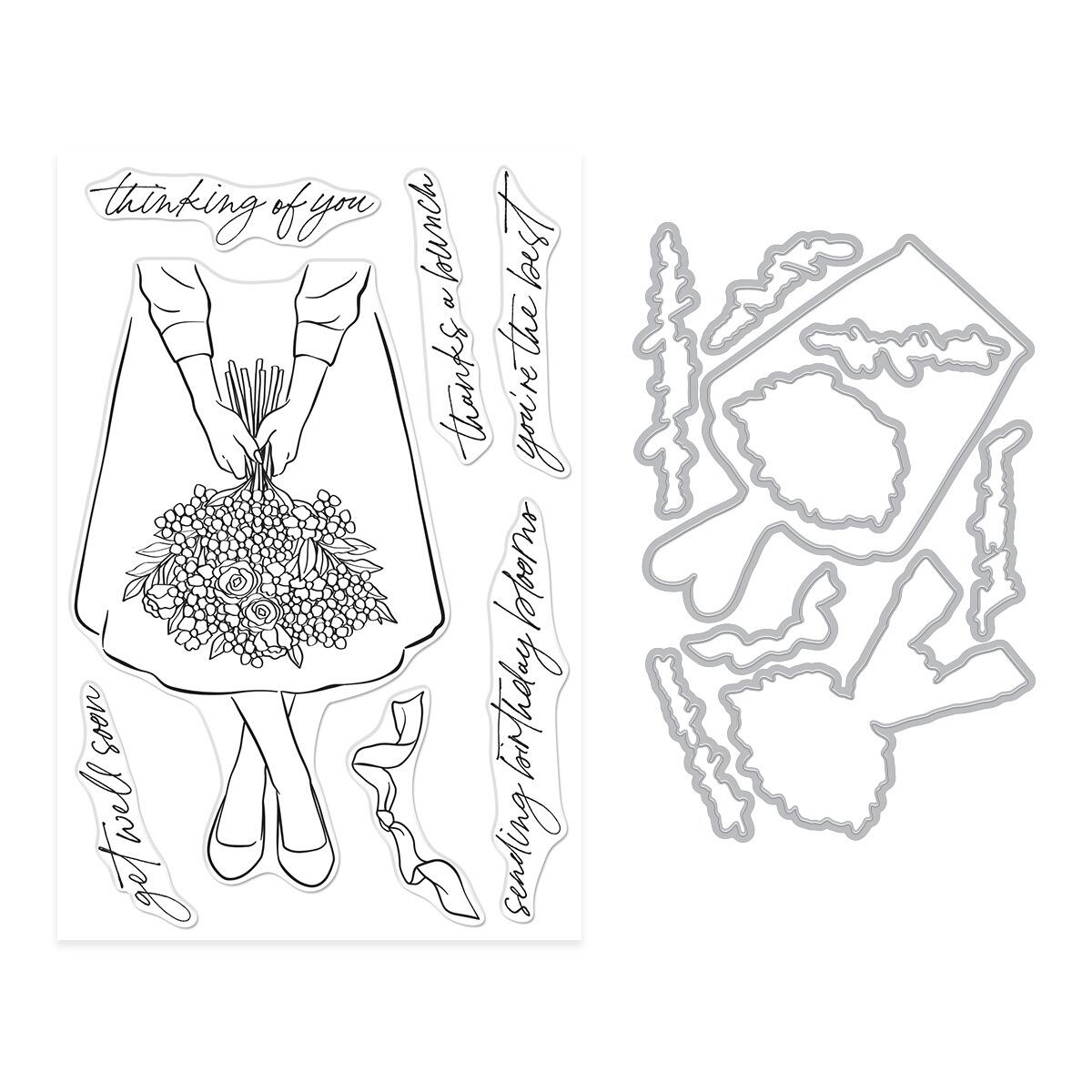 Hero Arts Summer Bouquet Stamp & Cut Set from the Seaside Blooms Collection