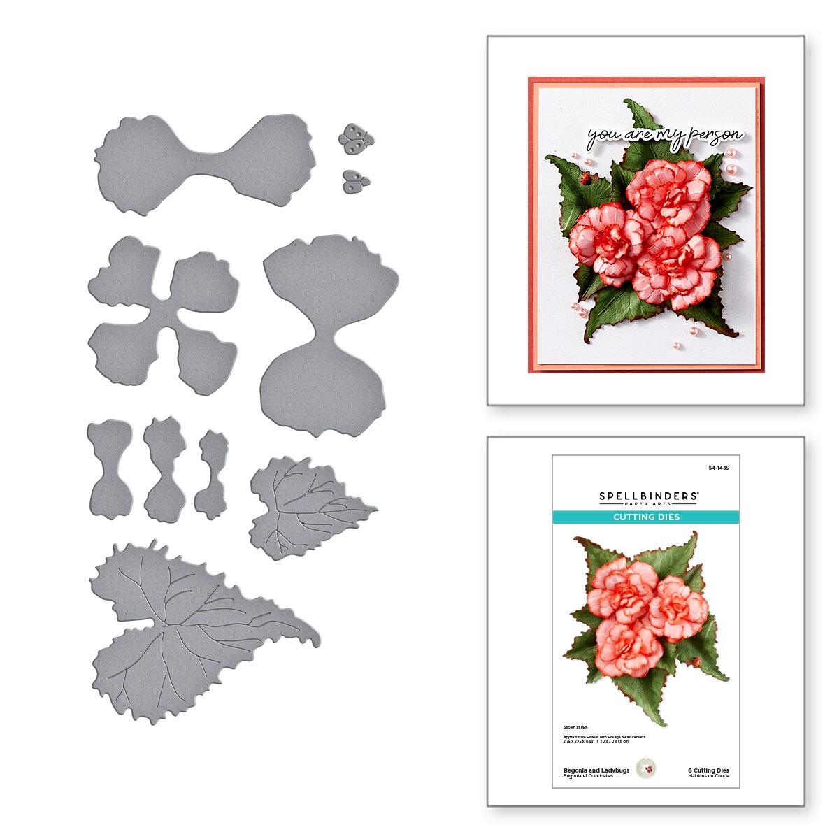 Spellbinders Begonia and Ladybugs Etched Dies from the Summer Solstice Garden Collection by Susan Tierney-Cockburn - Spellbinders - 2