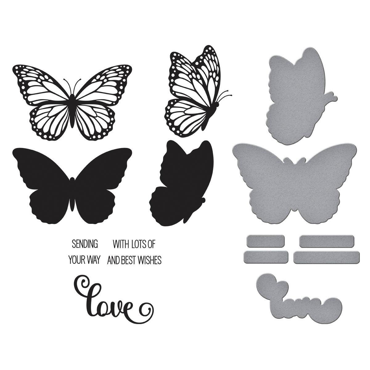 Spellbinders Butterfly Silhouettes Registration Press Plate & Die Set from the Wildflowers Collection by Lisa Horton