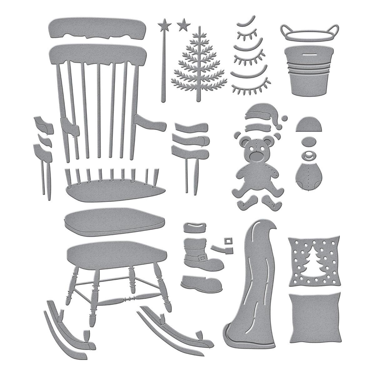 Spellbinders Christmas Rocking Chair Etched Dies from the Country Christmas Collection by Annie Williams