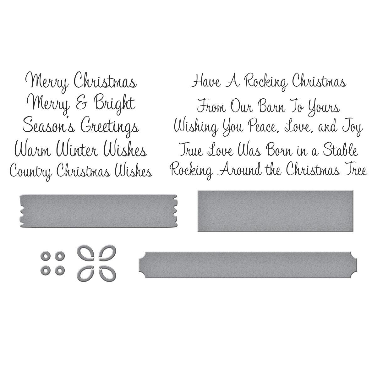 Spellbinders Country Christmas Banner & Sentiments Press Plate & Die Set from the Country Christmas Collection by Annie Williams