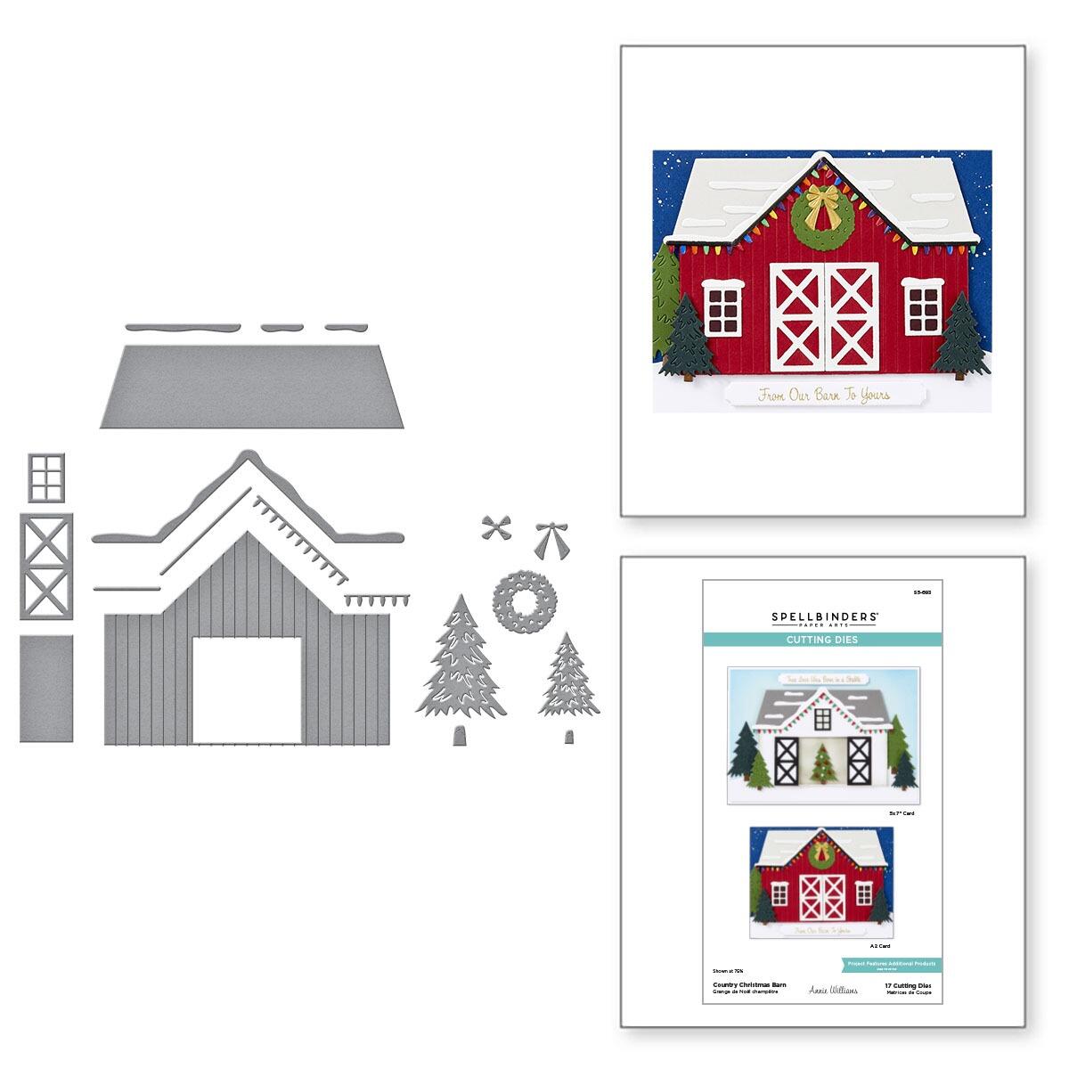Spellbinders Country Christmas Barn Etched Dies from the Country Christmas Collection by Annie Williams