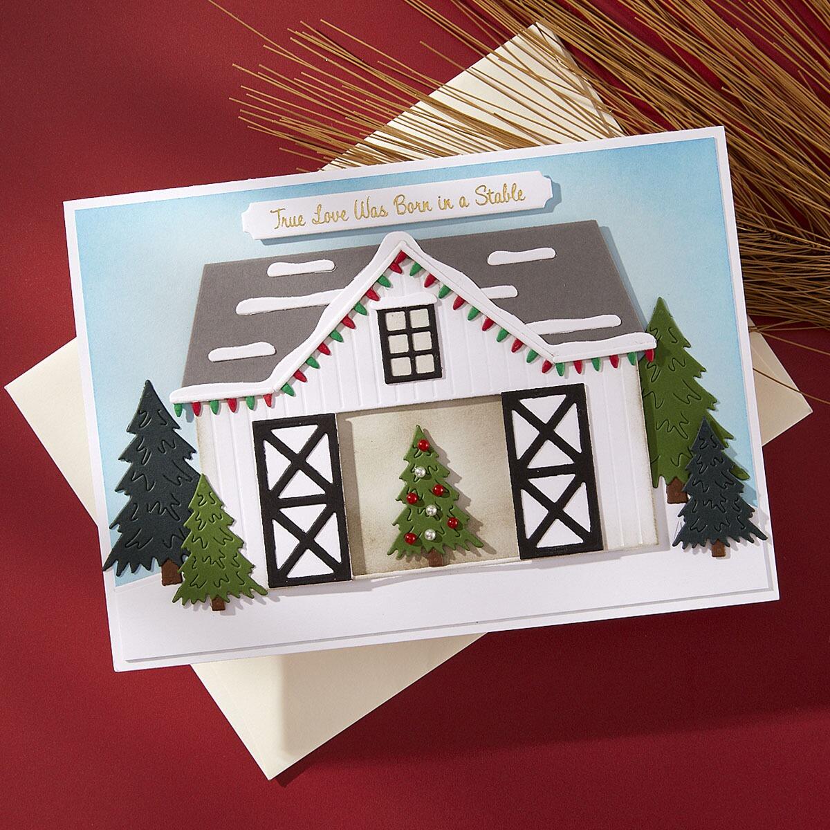 Spellbinders Country Christmas Barn Etched Dies from the Country Christmas Collection by Annie Williams