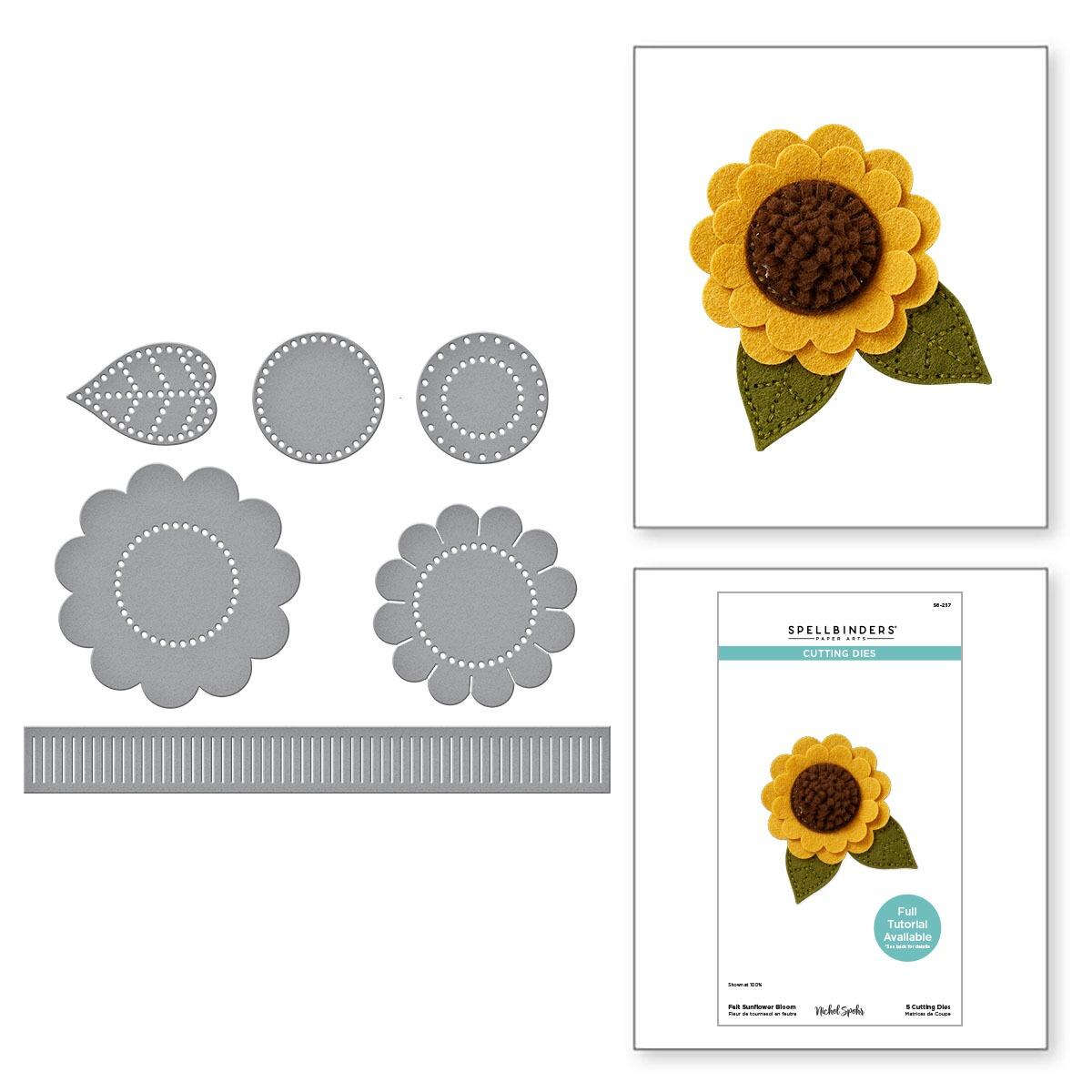 Spellbinders Felt Sunflower Bloom Etched Dies from the Summer Felt Stitch & Create Collection by Nichol Spohr - Spellbinders - 2