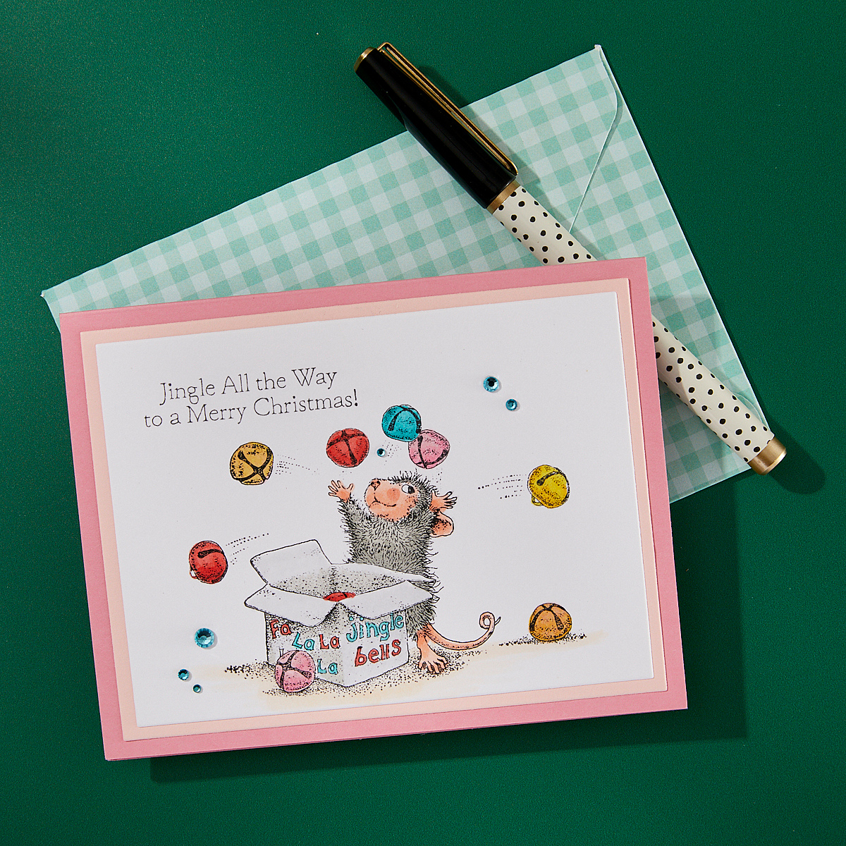Spellbinders Jingle Bell Wishes Cling Rubber Stamp Set from the House-Mouse Tree-mendous Christmas Collection