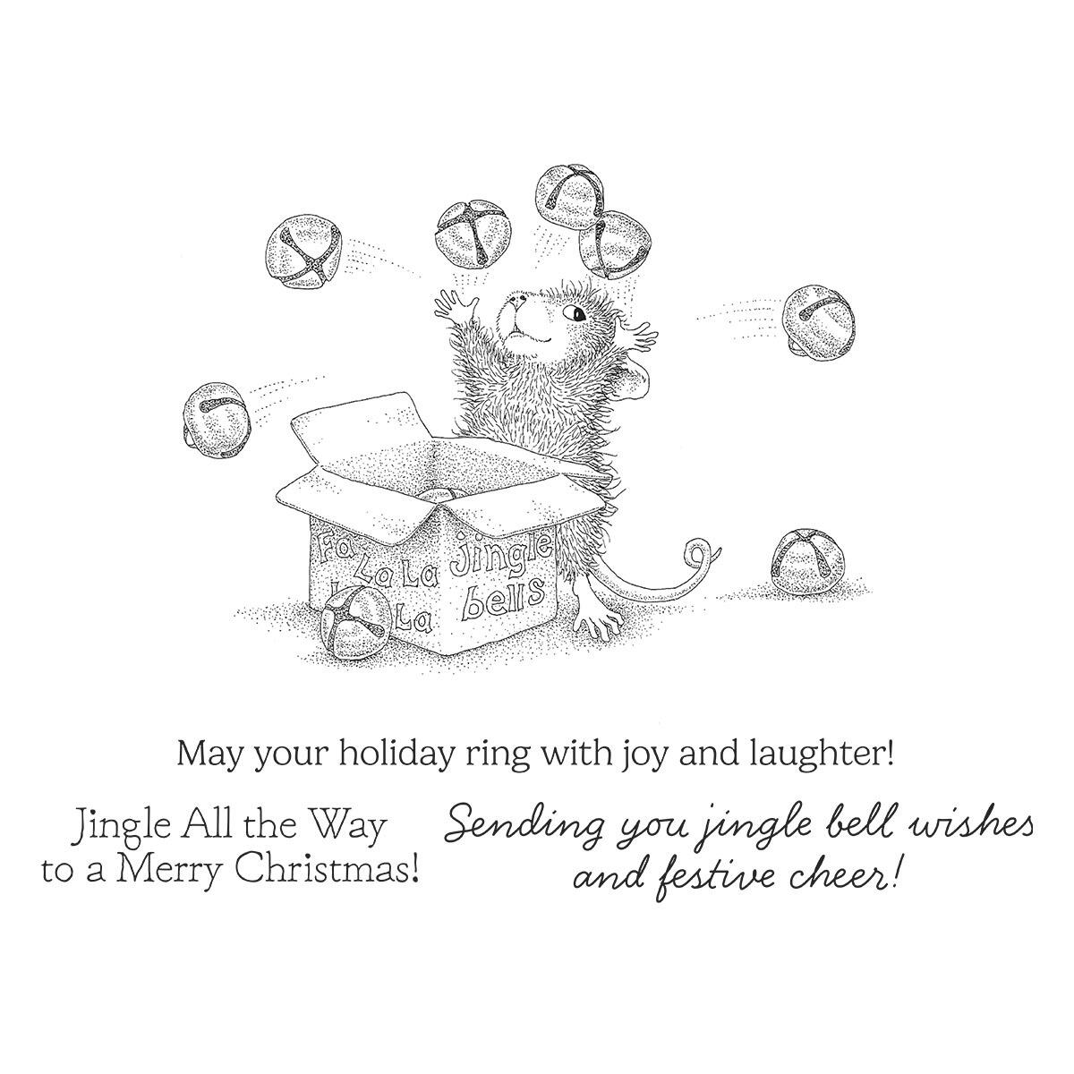 Spellbinders Jingle Bell Wishes Cling Rubber Stamp Set from the House-Mouse Tree-mendous Christmas Collection