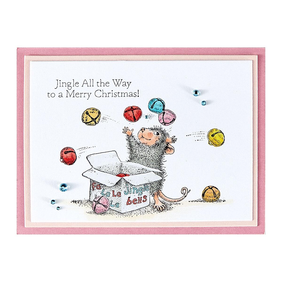 Spellbinders Jingle Bell Wishes Cling Rubber Stamp Set from the House-Mouse Tree-mendous Christmas Collection