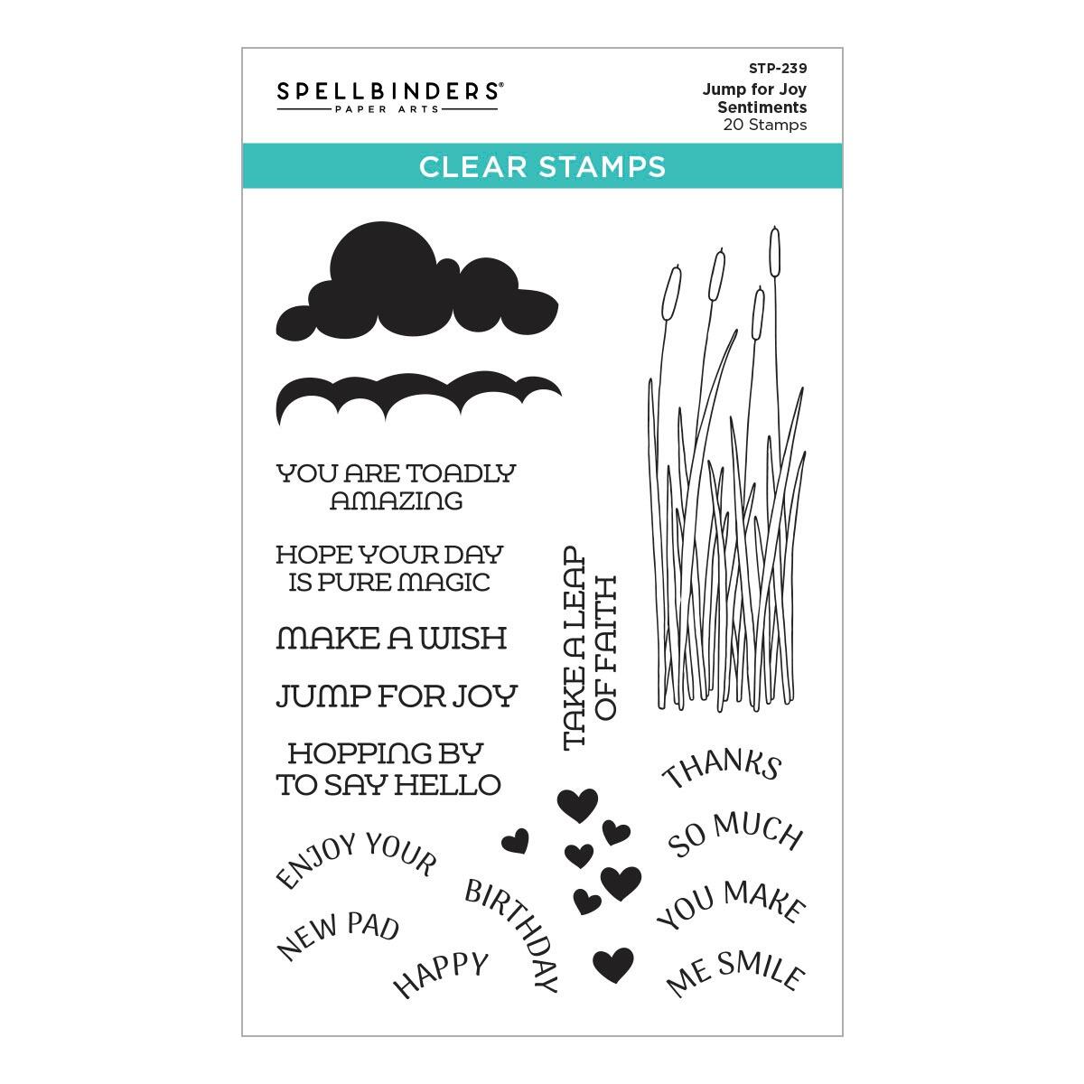 Spellbinders Jump for Joy Sentiments Clear Stamp Set from the Jump for Joy Collection
