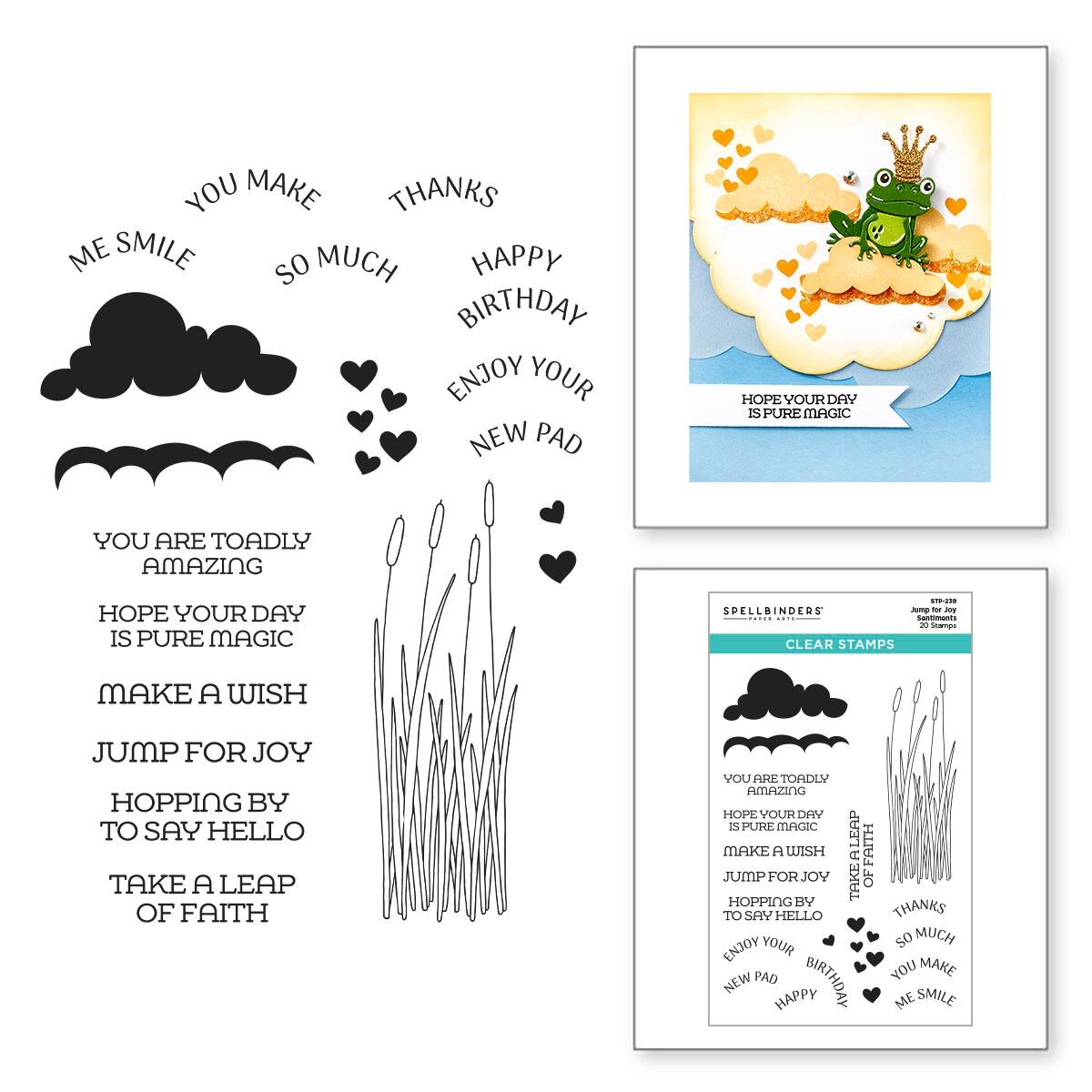 Spellbinders Jump for Joy Sentiments Clear Stamp Set from the Jump for Joy Collection