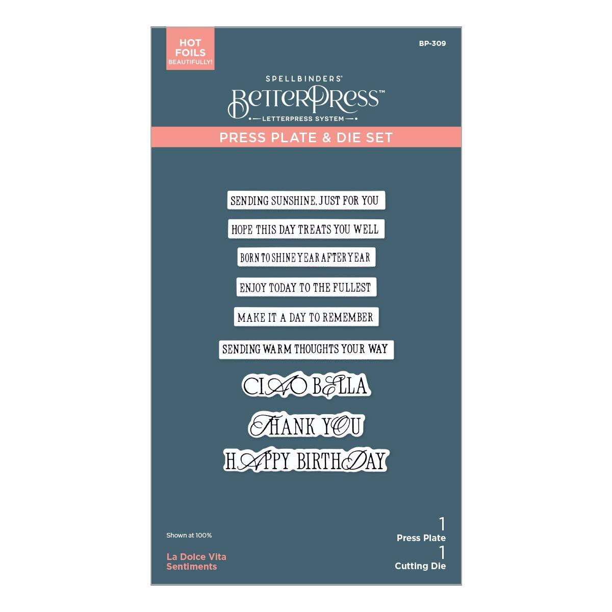 Spellbinders BetterPress Sentiment Plates and Dies from La Dolce Vita