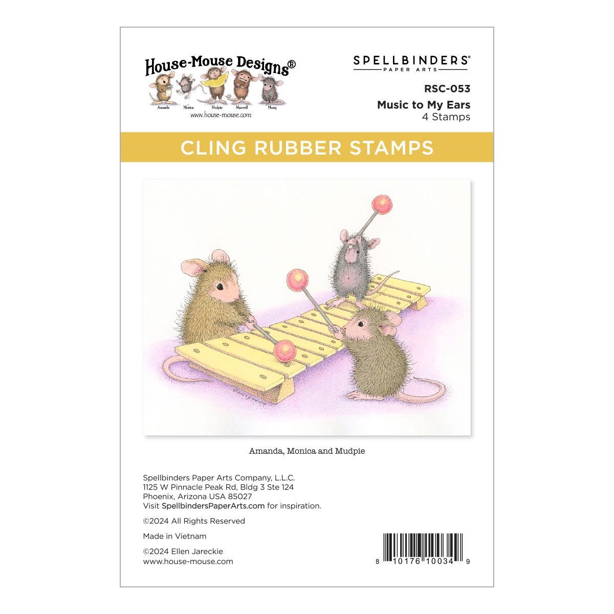 Spellbinders Music to My Ears Cling Rubber Stamp Set from the House-Mouse Rare Bloom Collection
