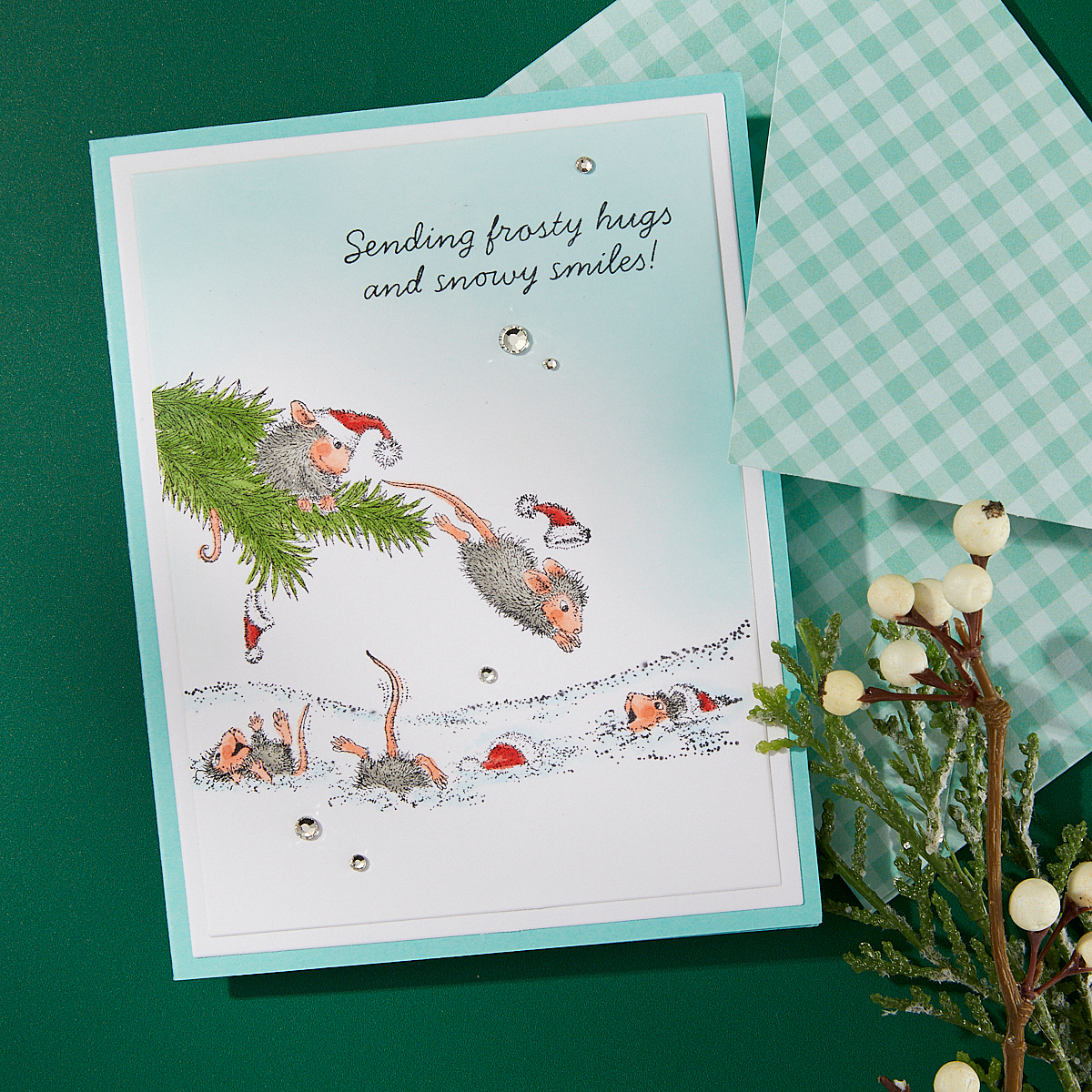 Spellbinders Snowy Smiles Cling Rubber Stamp Set from the House-Mouse Tree-mendous Christmas Collection