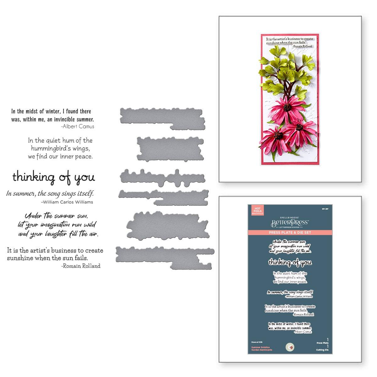Spellbinders Summer Solstice Garden Sentiments BetterPress Plate & Die Set from the Summer Solstice Garden Collection by Susan Tierney-Cockburn - Spellbinders - 2