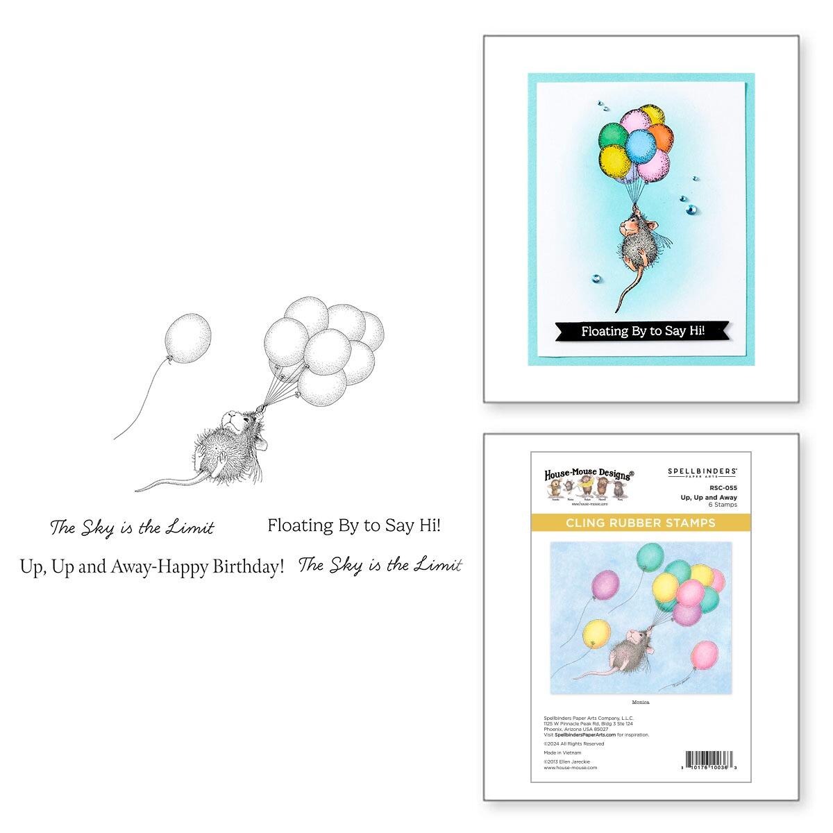 Spellbinders Up, Up and Away Cling Rubber Stamp Set from the House-Mouse Rare Bloom Collection