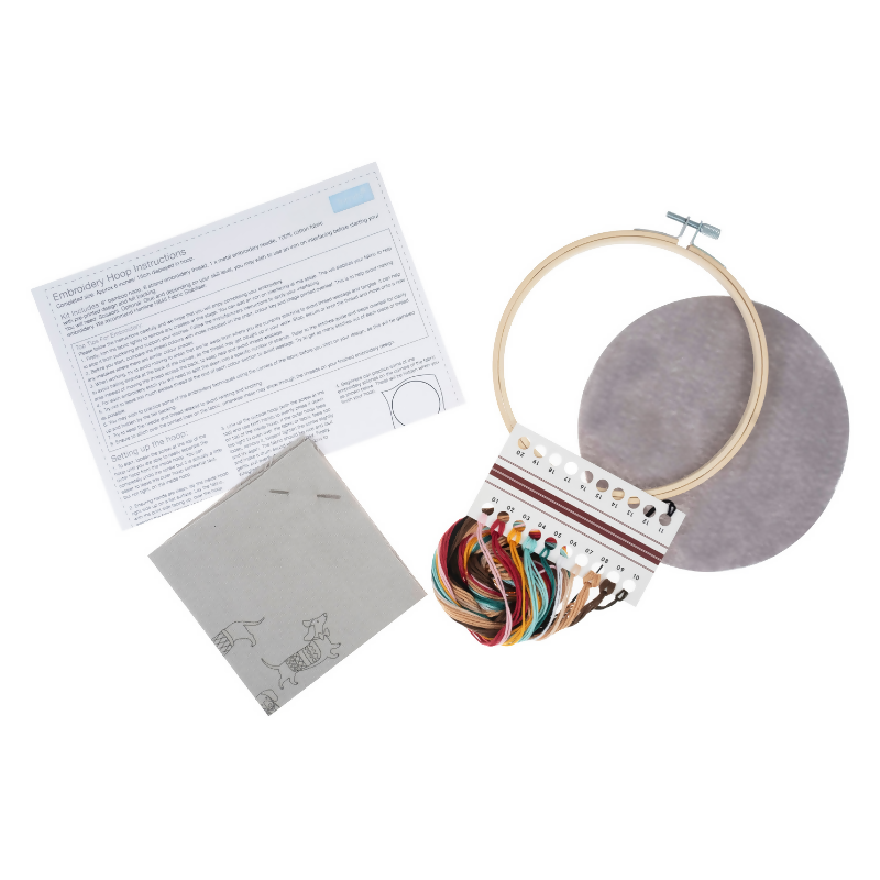 Trimits Dogs Embroidery Hoop Kit Contents