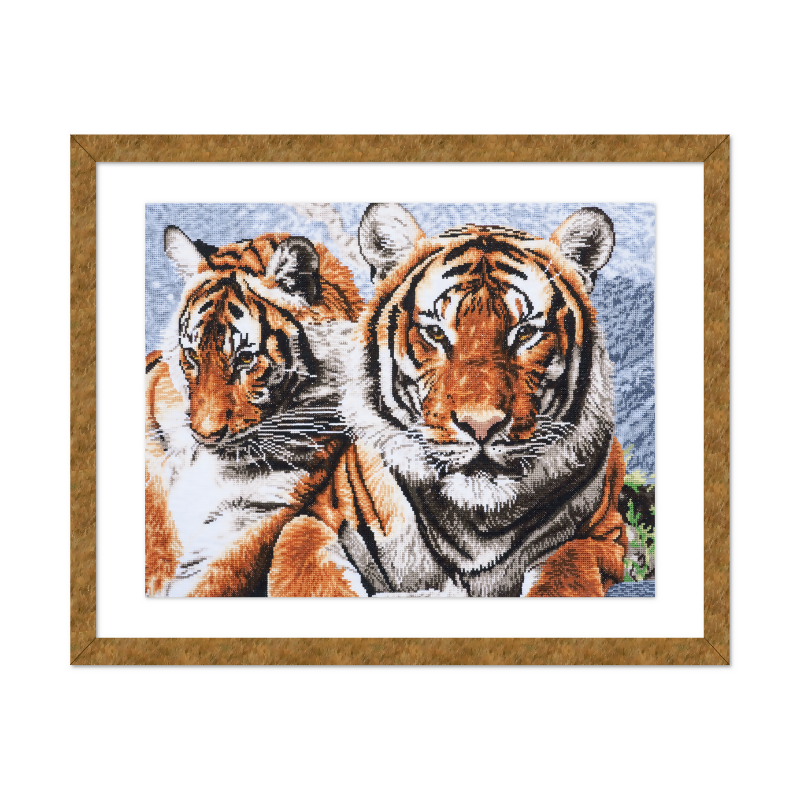 Trimits Extra Large Tiger Cross Stitch Kit Framed