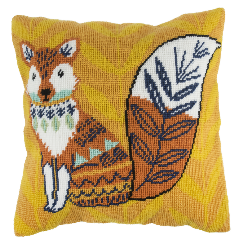 Trimits Fox Half Stitch Cushion Kit Finished