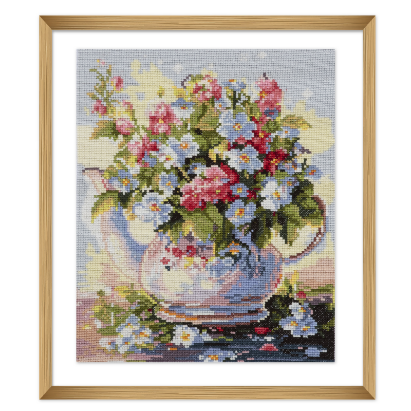 Trimits Large Bloom Cross Stitch finished