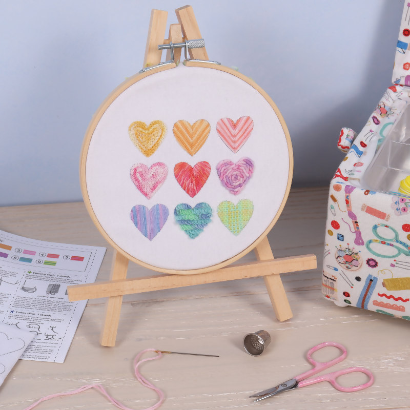 Trimits Ombre Hearts Embroidey Hoop Kit Completed
