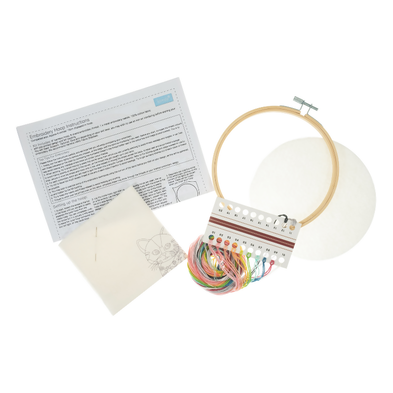 Trimits Ombre Kit Kat Embroidery Hoop Kit Contents