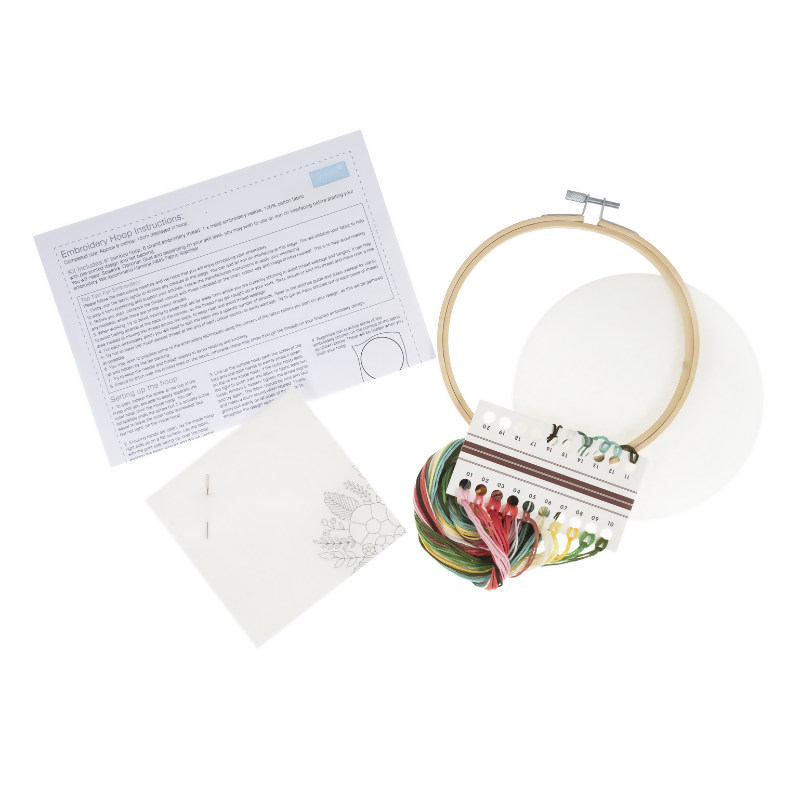 Trimits Rose Embroidery Hoop Kit Contents