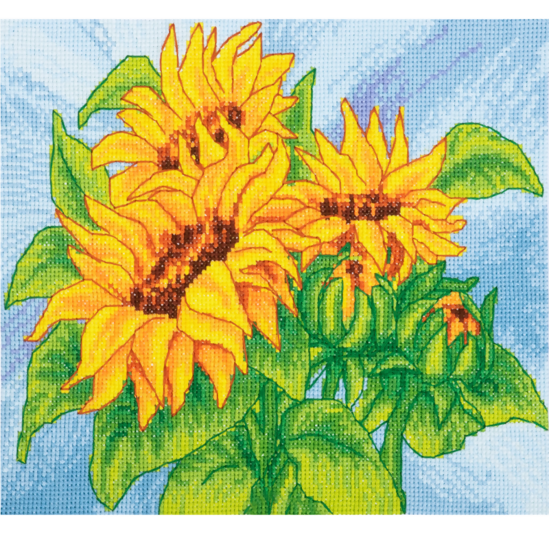 Trimits Sun Flowers Large Cross Stitch Kit Completed
