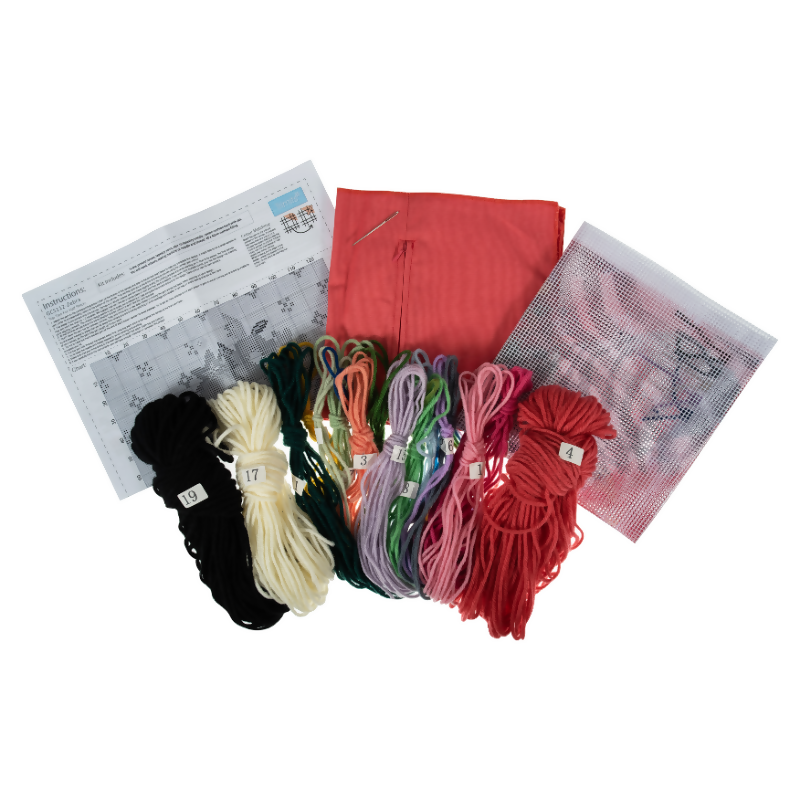 Trimits Zebra Half Stitch Cushion Kit Contents