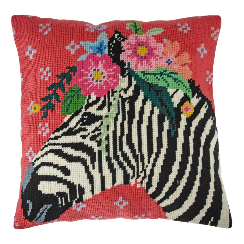 Trimits Zebra Half Stitch Cushion Kit Finished