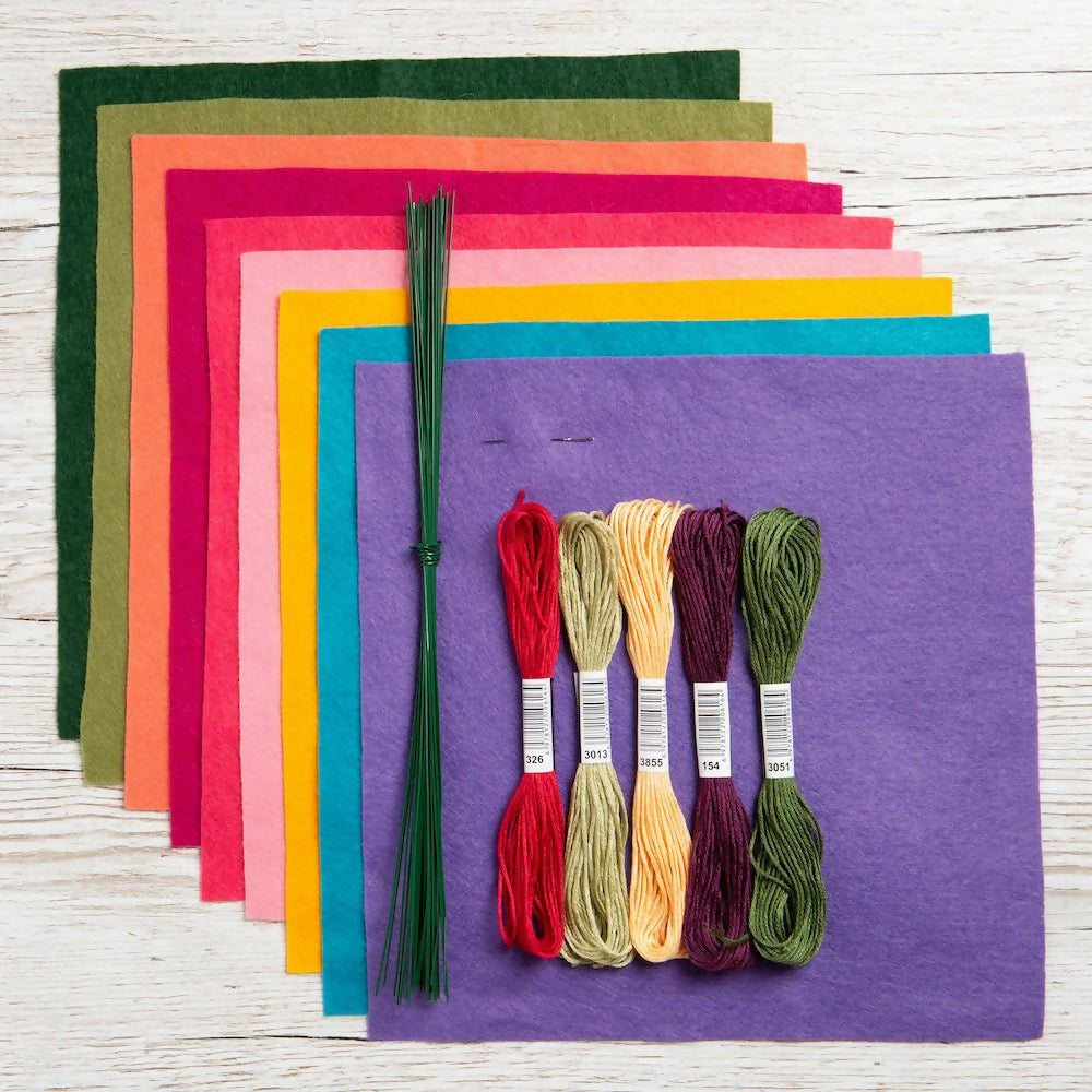 Wool Couture Bouquet of Flowers Felt Kit contents