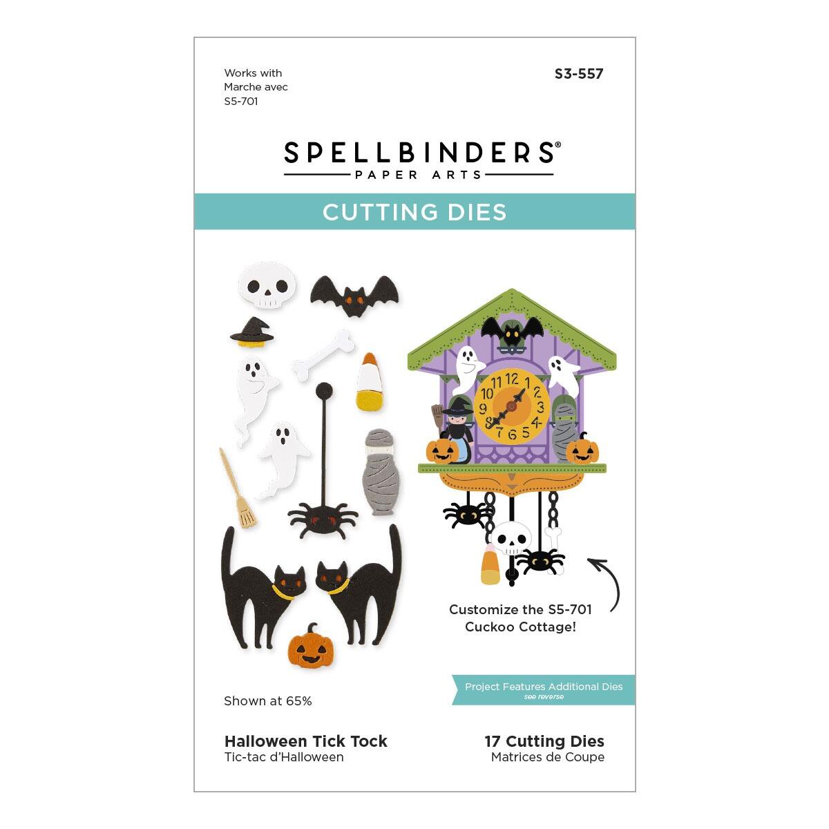 Spellbinders Halloween Tick Tock Etched Dies from the Cuckoo Cottage Collection