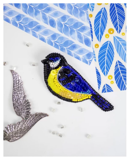 Abris Art. Blue Tit Brooch Beading Kit -  Abris. Art - 1
