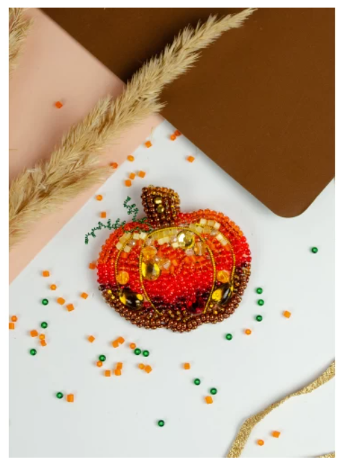 Abris Art. Golden Pumpkin Brooch Beading Kit -  Abris. Art - 1