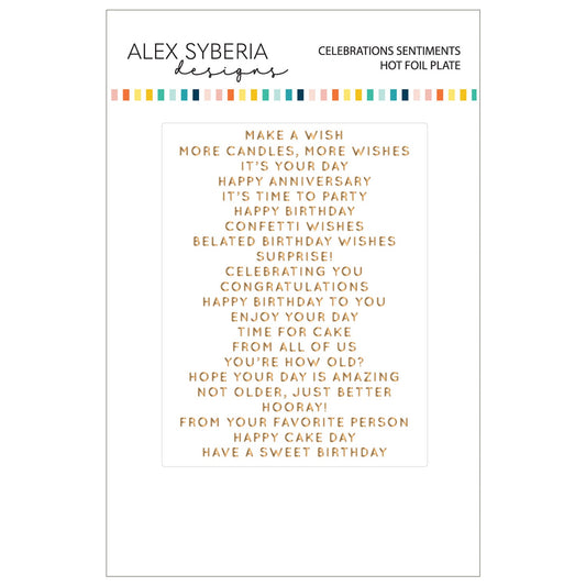 Alex Syberia Designs Celebrations Sentiments Hot Foil Plate