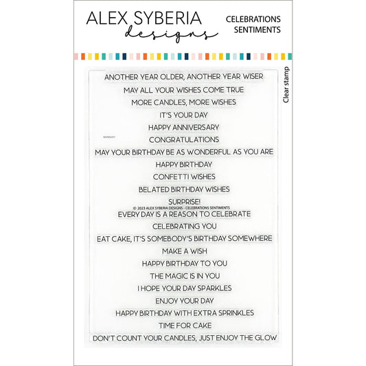 Alex Syberia Designs Celebrations Sentiments Stamp Set