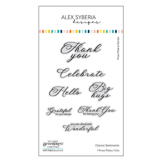 Alex Syberia Designs Classic Sentiments Press Plate & Die Set