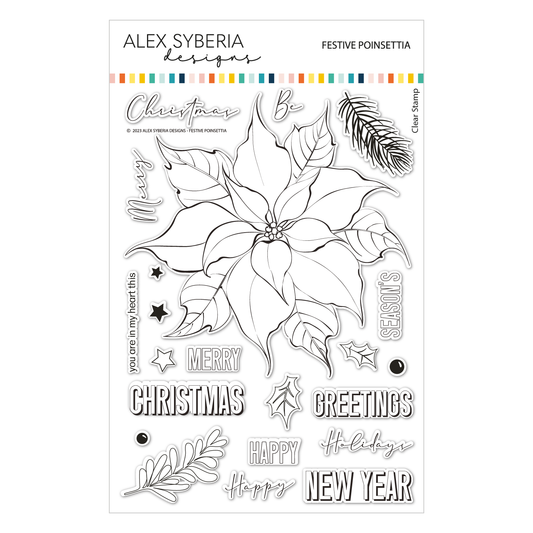 Alex Syberia Designs Festive Poinsettia Stamp Set