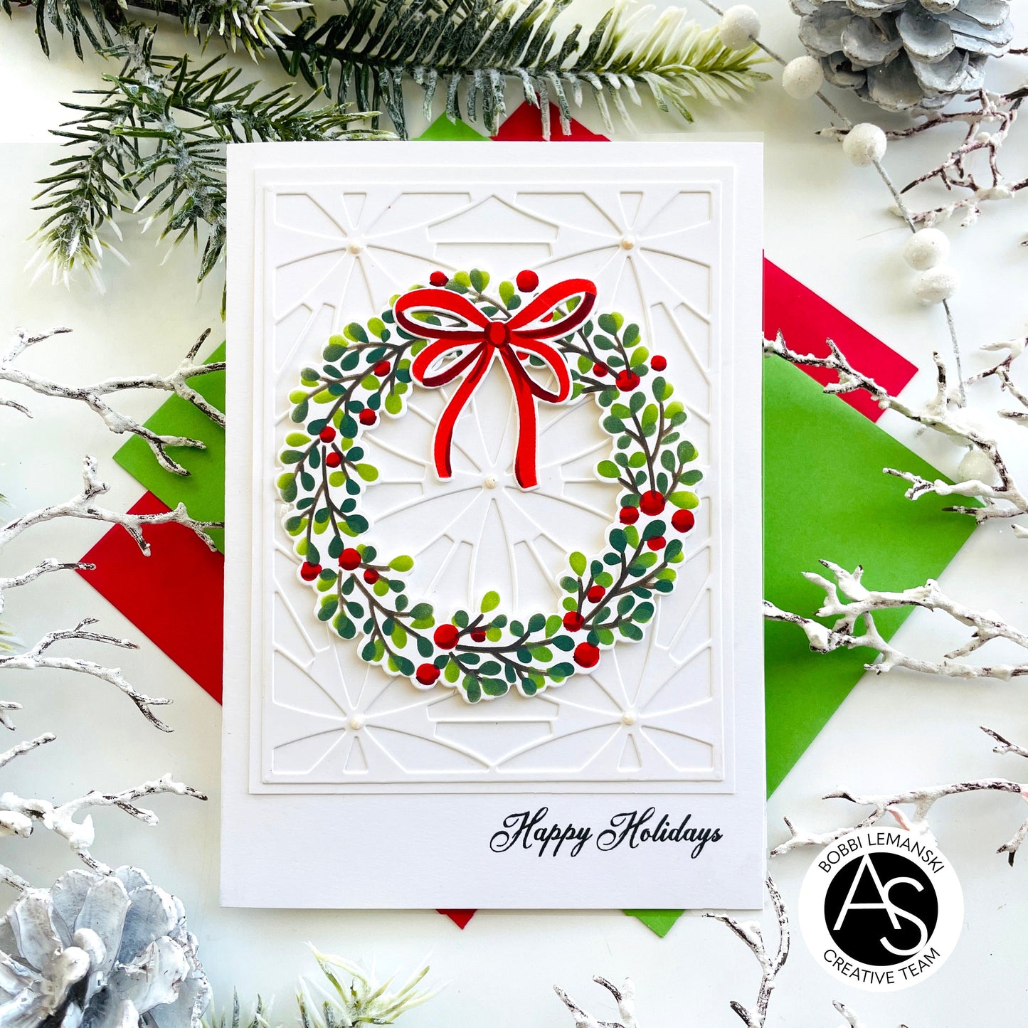 Alex Syberia Designs Holiday Wreath & Branch Stencil & Die Set