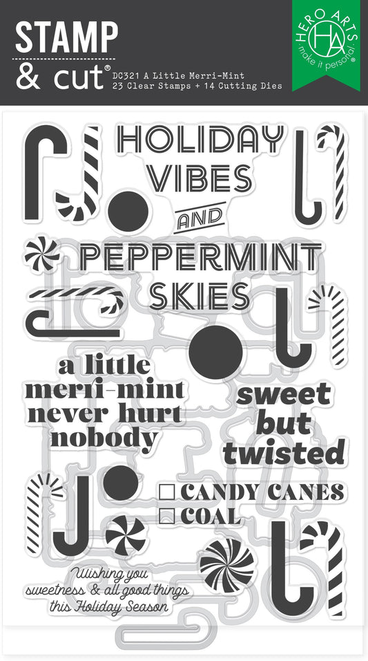 Hero Arts A Little Merri-Mint Stamp & Cut Set from the Candy Cane Season Collection