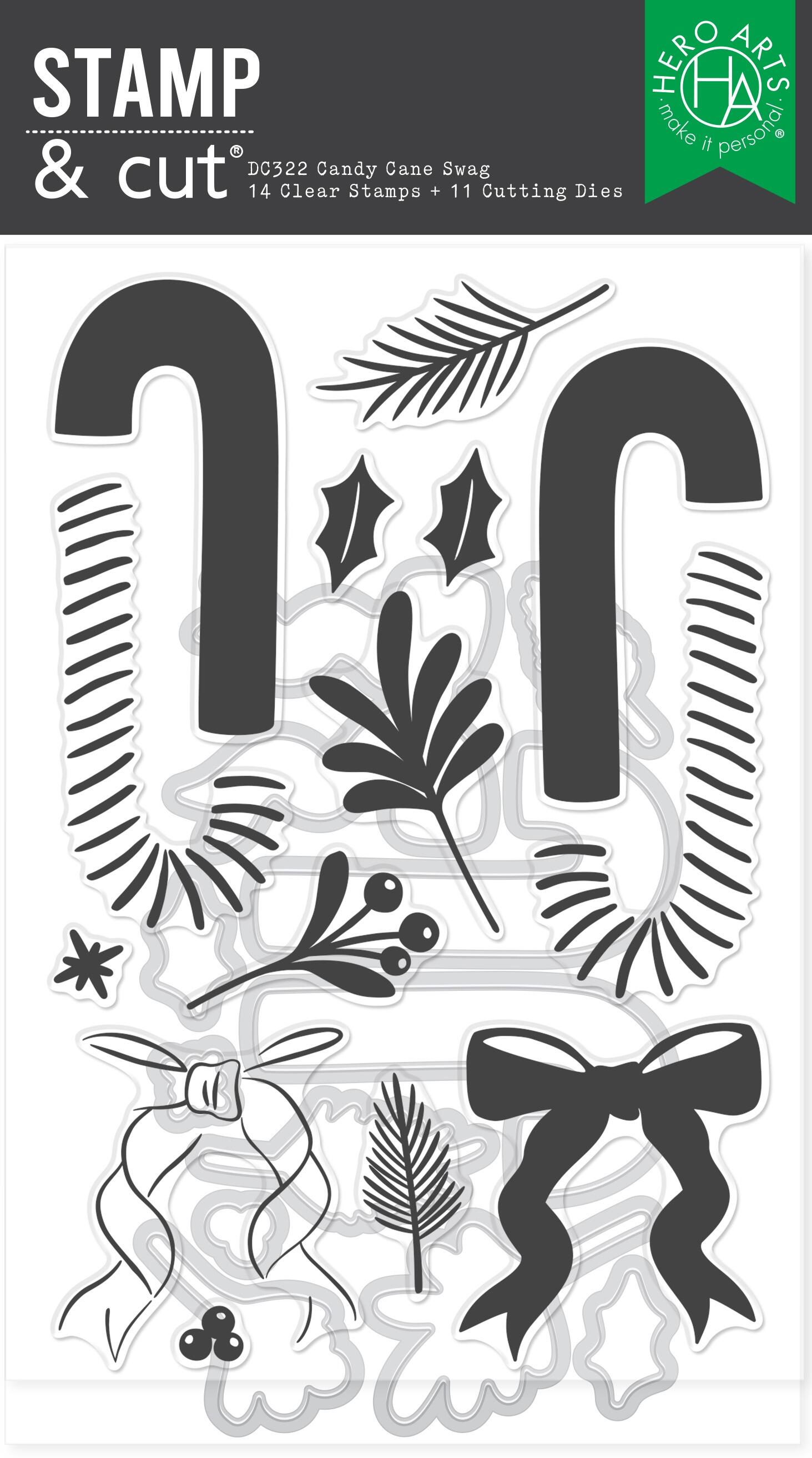 Hero Arts Candy Cane Swag Stamp & Cut Set from the Candy Cane Season Collection