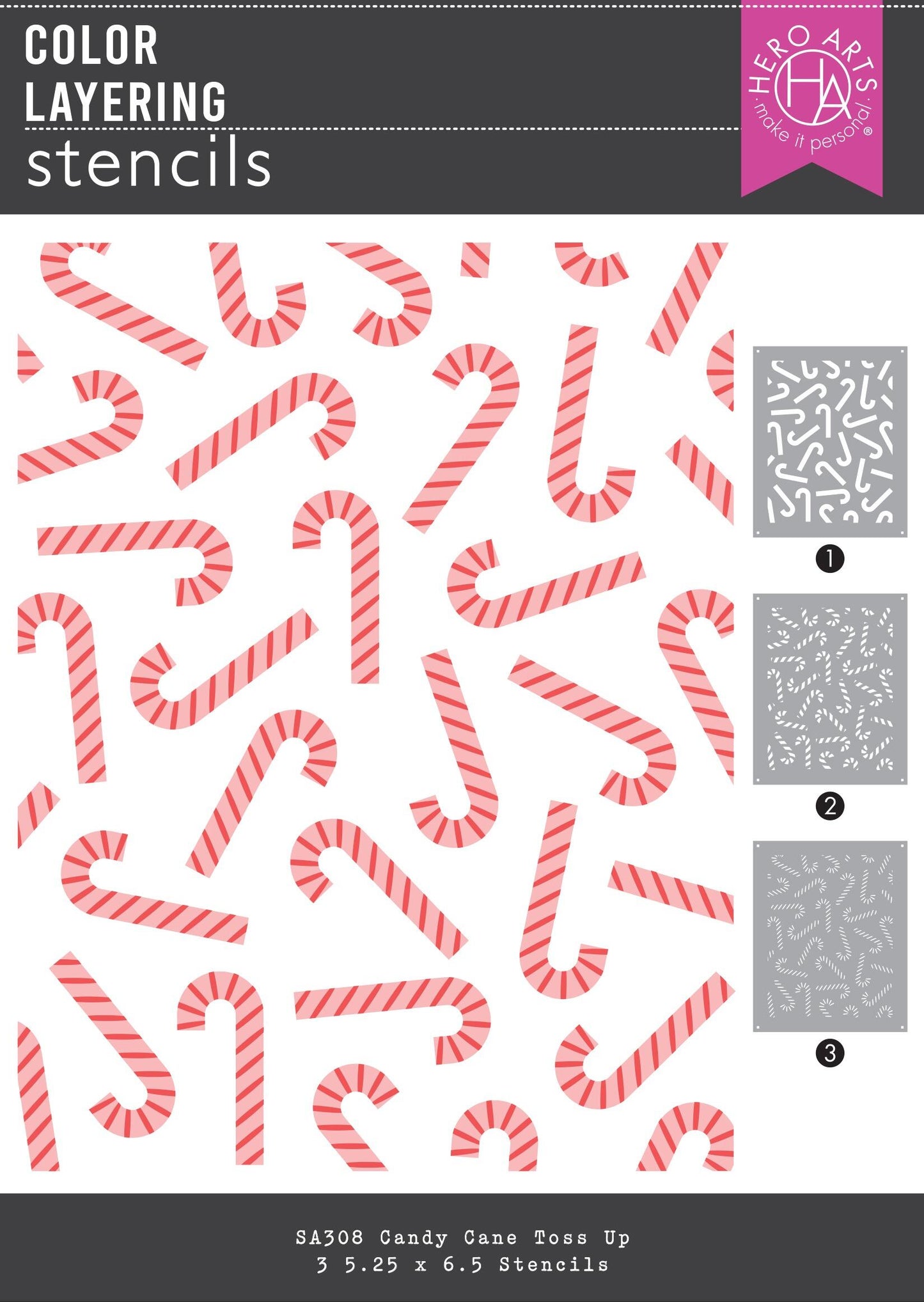 Hero Arts Candy Cane Toss Up Stencil from the Candy Cane Season Collection