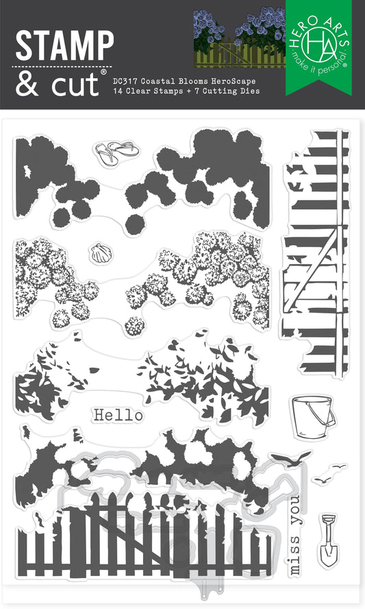 Hero Arts Coastal Blooms HeroScape Stamp & Cut Set from the Seaside Blooms Collection