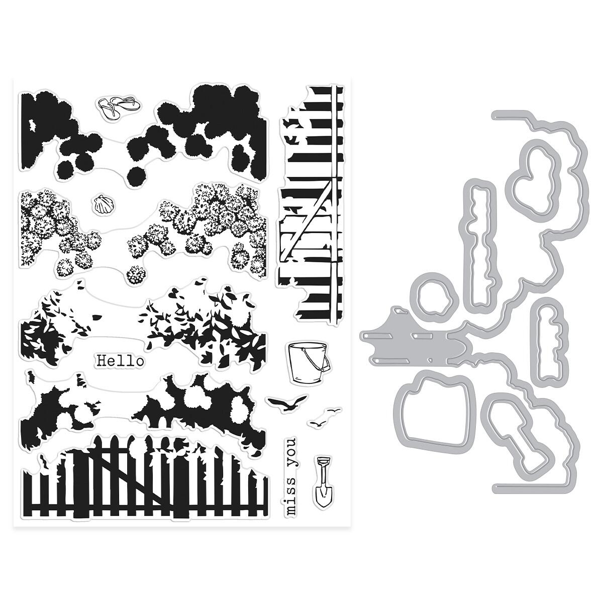 Hero Arts Coastal Blooms HeroScape Stamp & Cut Set from the Seaside Blooms Collection