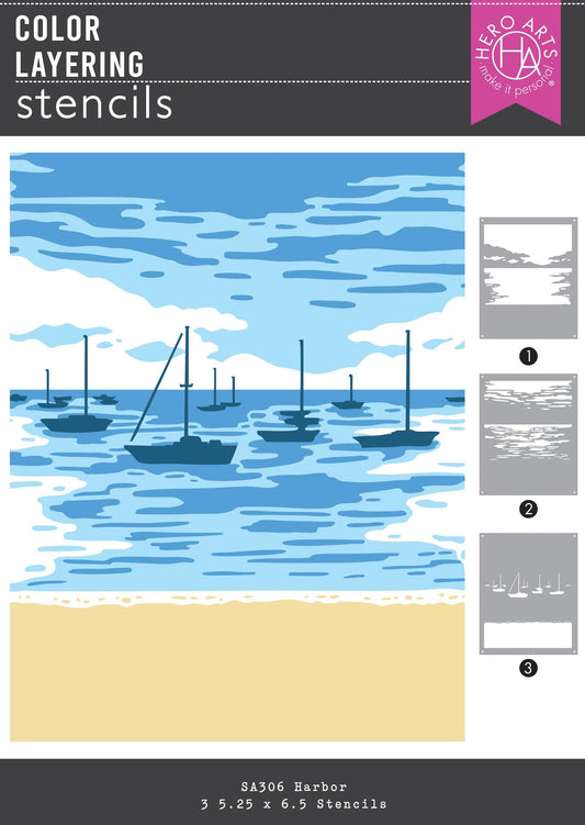 Hero Arts Colour Layering Harbor Stencils from the Seaside Blooms Collection
