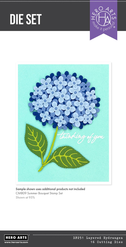 Hero Arts Layered Hydrangea Etched Dies from the Seaside Blooms Collection